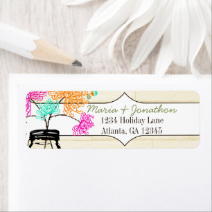Colourful Zinnia Mason Jar Wild Flower Wedding Return Address Label