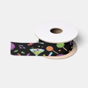 Colourful Zombie Party Chaos For Halloween Satin Ribbon