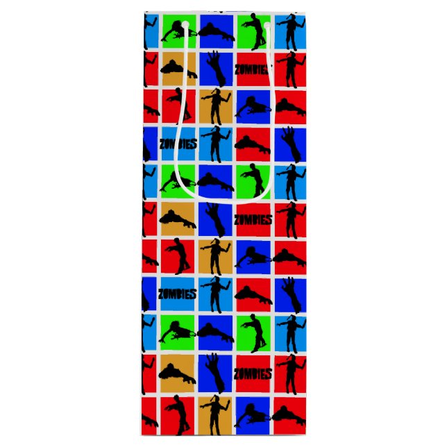 Colourful Zombies Pattern Wine Gift Bag (Front)