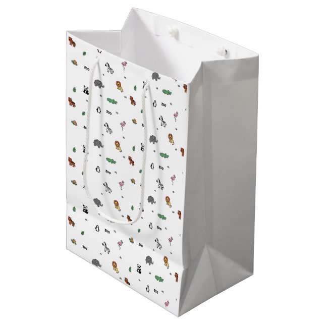 Colourful Zoo Animal Fun Medium Gift Bag (Front Angled)