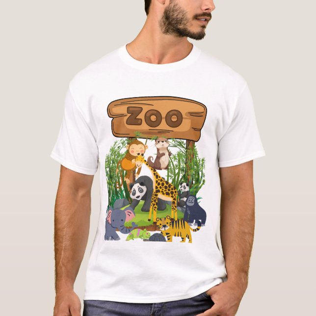  Colourful Zoo Vibes – Wild Animal Harmony Art T-Shirt (Front)
