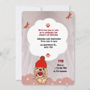 Colourfull Cute Illustrated Dog Birthday Invitation