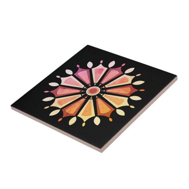 COLOURFULL FLOWER ART GIFT DAUGHTER MOM BOSS 2026 CERAMIC TILE (Side)