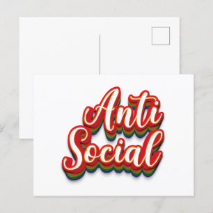 Colourfully Anti Social Postcard