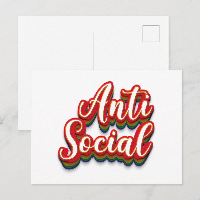 Colourfully Anti Social Postcard (Front/Back)