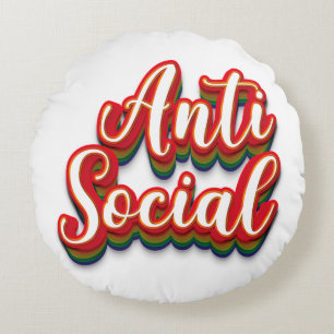 Colourfully Anti Social Round Cushion
