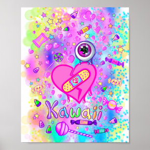 Colourfully Cute I Love Kawaii Art Poster 