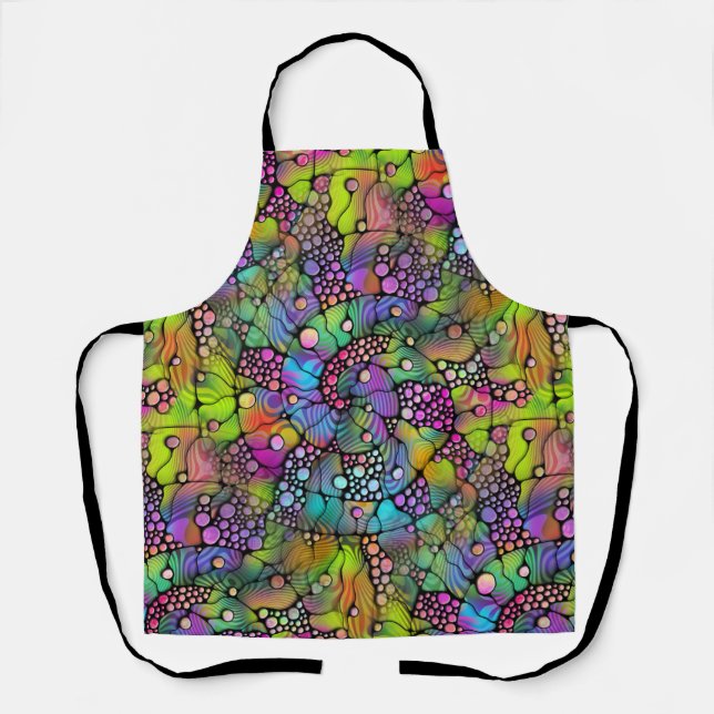 Colourfully Dots Spirals Hand Painting 1 Apron (Front)