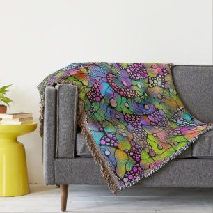 Colourfully Dots Spirals Hand Painting 1 Throw Blanket