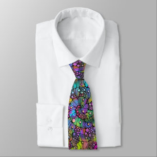 Colourfully Dots Spirals Hand Painting 1 Tie