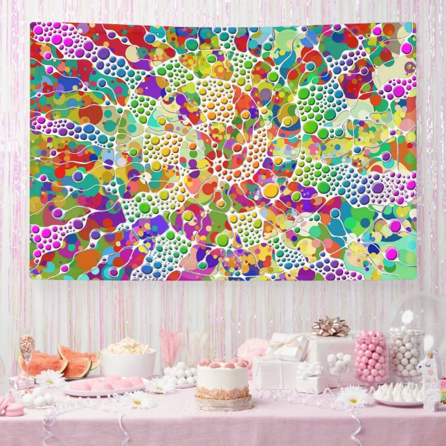 Colourfully Dots Spirals Hand Painting 2 Banner (Party)