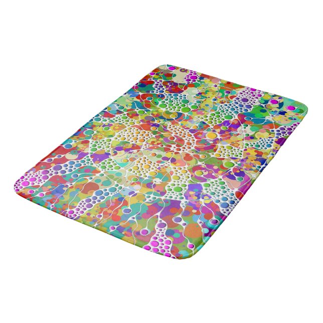 Colourfully Dots Spirals Hand Painting 2 Bath Mat (Angled)