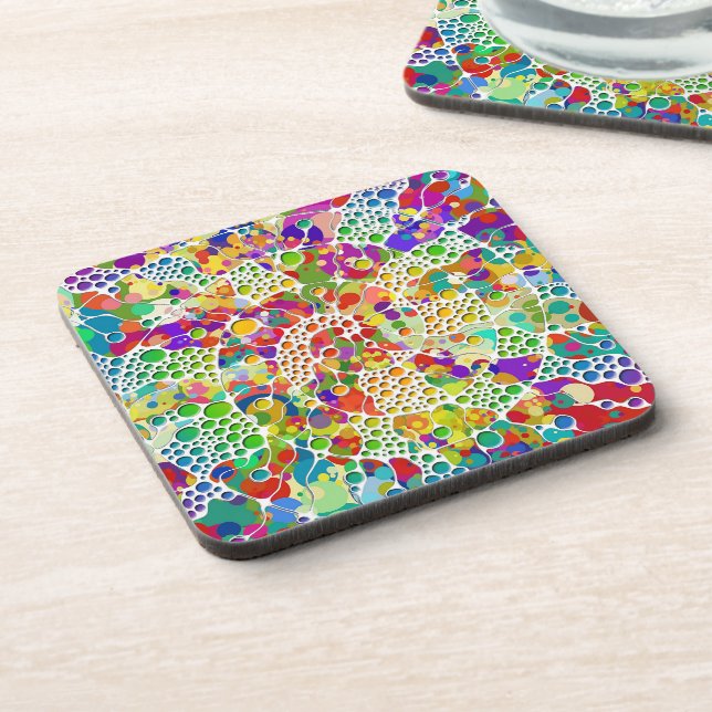 Colourfully Dots Spirals Hand Painting 2 Coaster (Left Side)