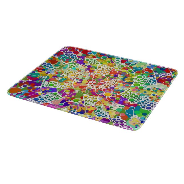 Colourfully Dots Spirals Hand Painting 2 Cutting Board (Corner)