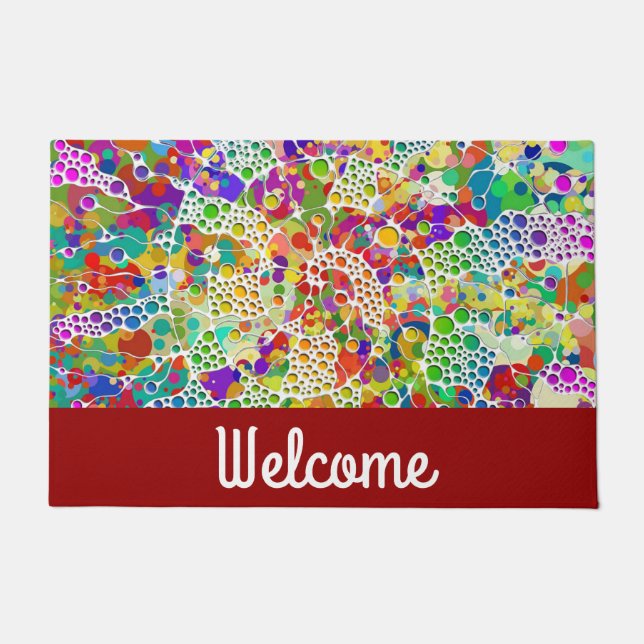 Colourfully Dots Spirals Hand Painting 2 Doormat (Front)