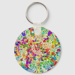 Colourfully Dots Spirals Hand Painting 2 Key Ring