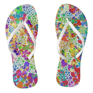 Colourfully Dots Spirals Hand Painting 2 Thongs