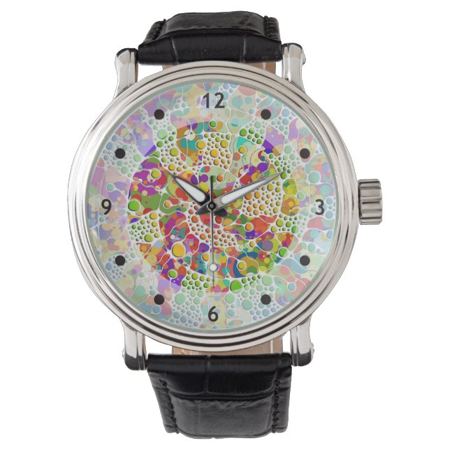 Colourfully Dots Spirals Hand Painting 2 Watch (Front)