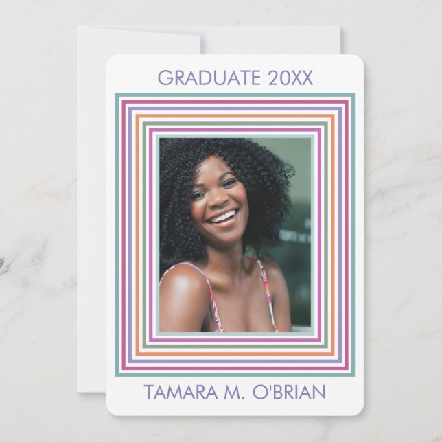 Colourfully Framed Grad Photo Announcement/ Invitation (Front)