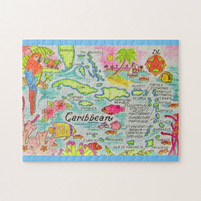 Colourfully Illustrated 11x14  Islands  Jigsaw Puzzle (Horizontal)