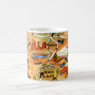 Colourfully Illustrated Arizona Map Mug