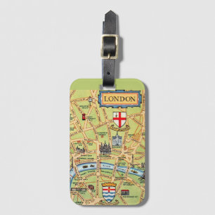 Colourfully Illustrated Map of London England Luggage Tag