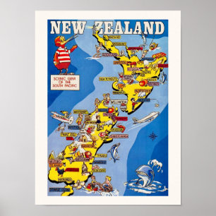 Colourfully Illustrated New Zealand Print