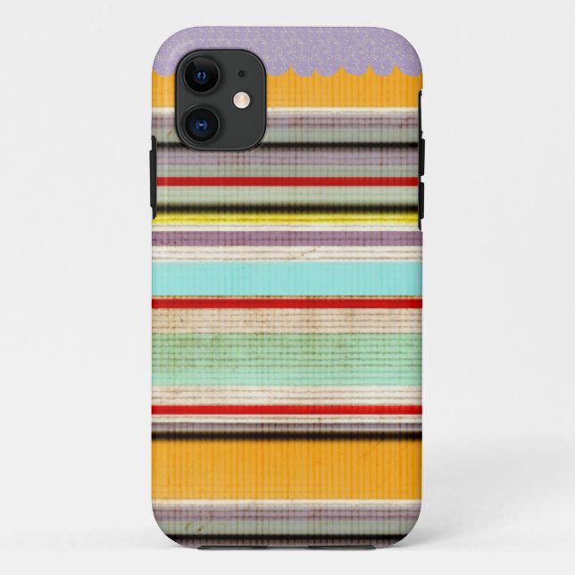 Colourfully Striped Art lines SCALLOPED PURPLE Case-Mate iPhone Case (Back)