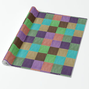Colourfully Textured Textile Squares Gift Wrap