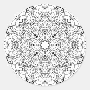 Colouring Book Mandala 1-63 Classic Round Sticker