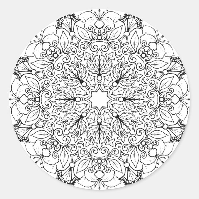 Colouring Book Mandala 1-63 Classic Round Sticker (Front)