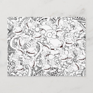 Colouring Christmas Santa Mandala Abstract Postcard