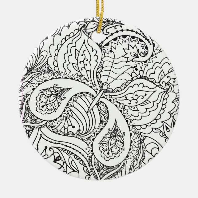 Colouring Flower Art New Design Floral Aesthetic F Ceramic Ornament (Front)