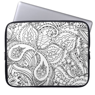 Colouring Flower Art New Design Floral Aesthetic F Laptop Sleeve