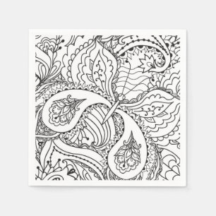 Colouring Flower Art New Design Floral Aesthetic F Napkin