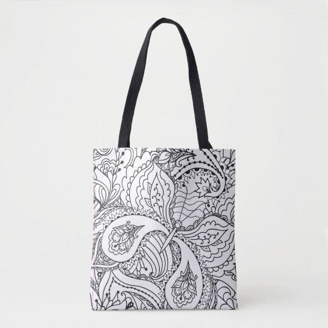 Colouring Flower Art New Design Floral Aesthetic F Tote Bag (Front)