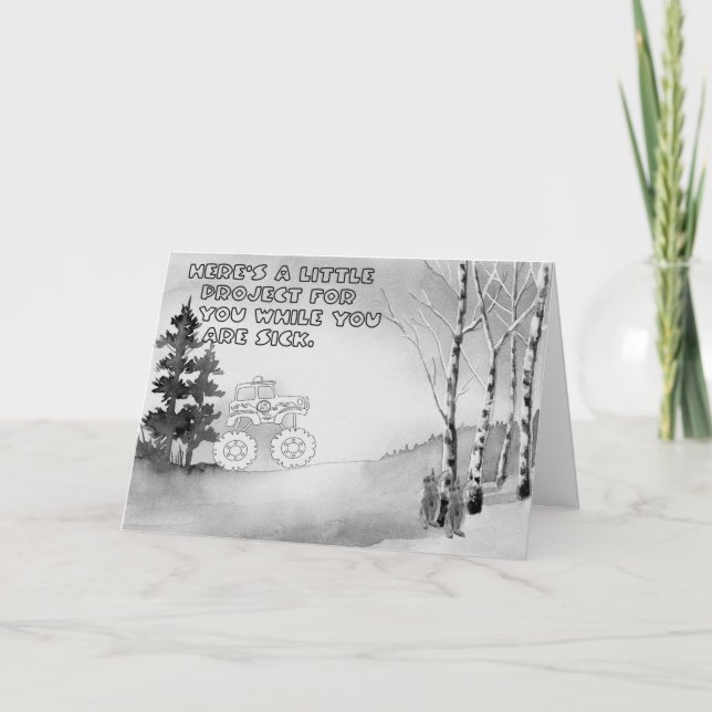 Colouring Get Well for Young Boy Card (Front)