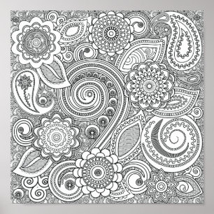 Colouring Henna Pattern Poster