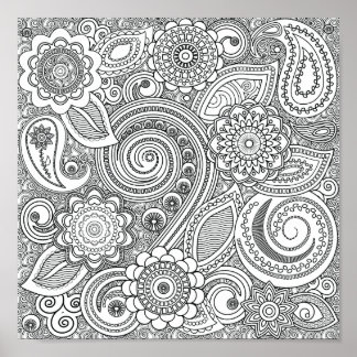 Colouring Henna Pattern Poster