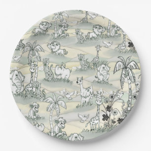 Colouring-in line-drawing Art Paper Plate