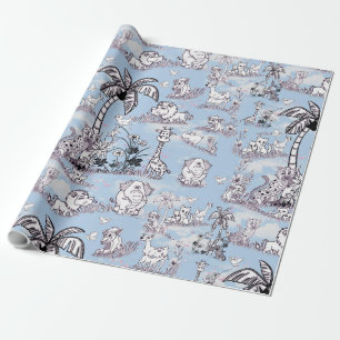 Colouring-in line-drawing on Fluffy clouds, Wrapping Paper