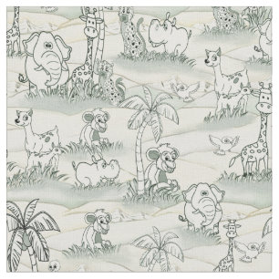 Colouring-in line-drawing repeat Art for Wallpaper Fabric