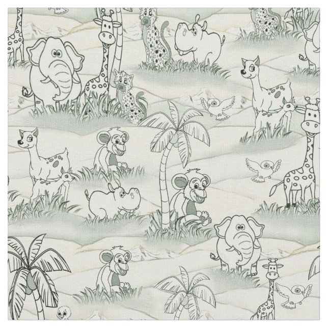 Colouring-in line-drawing repeat Art for Wallpaper Fabric (Close Up)