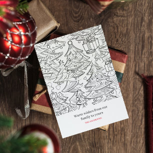 Colouring Outline Of Christmas Holiday Postcard