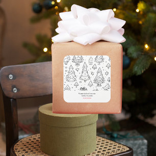 Colouring Outline Of Christmas Square Sticker