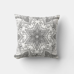 Colouring Page Black and White Mandala Cushion