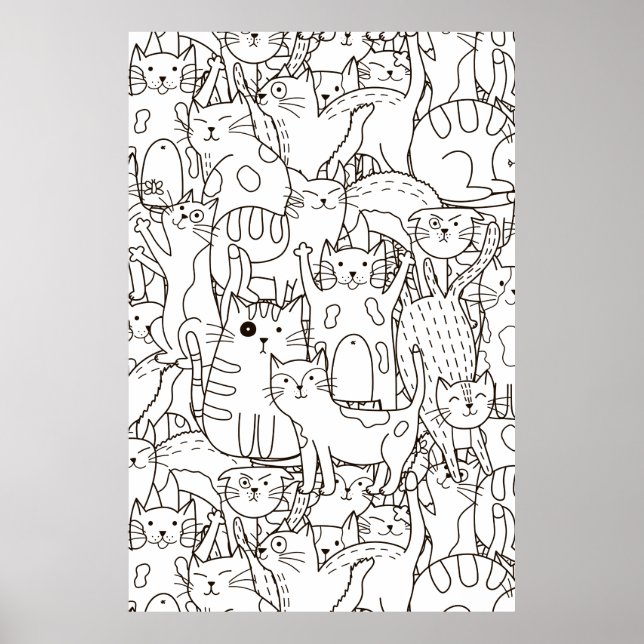 Colouring Page Cat's Meow Scrapbook Paper Poster (Front)