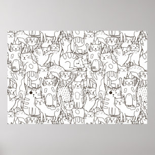 Colouring Page Cat's Meow Scrapbook Paper Poster