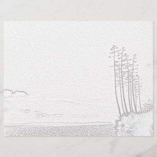 Colouring Page - Century Plant over Ocean