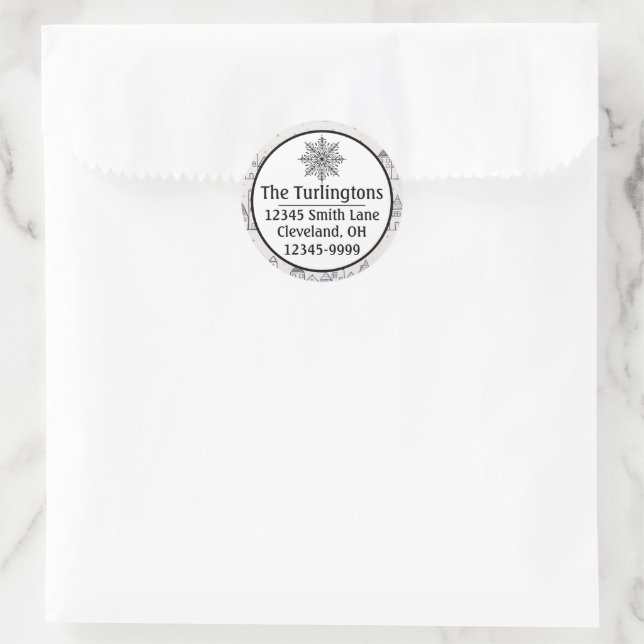Colouring Page Christmas Village Return Address Classic Round Sticker (Bag)